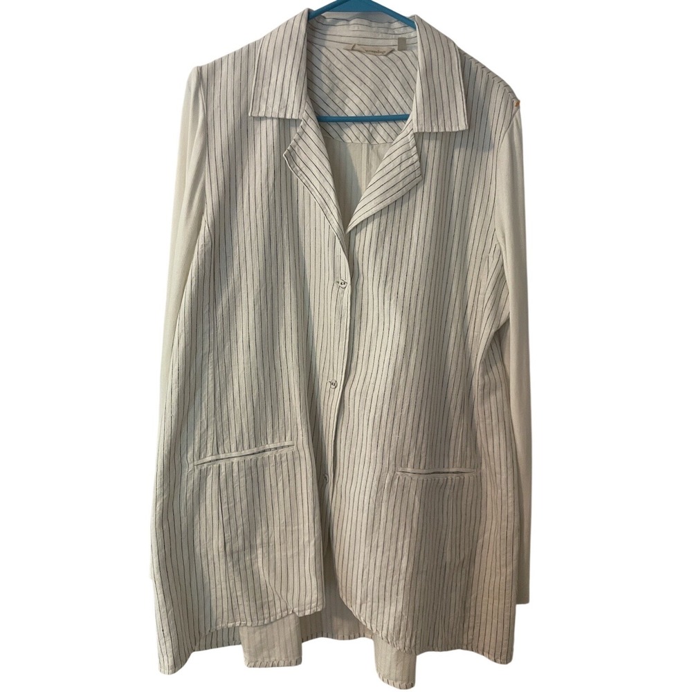 Soft Surroundings Striped Button Front Long Sleeve‎ Shirt Jacket XL white Black